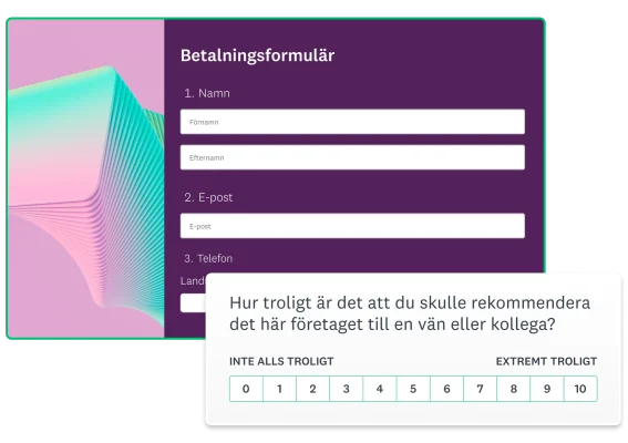 Produktskärmbild av ett betalningsformulär