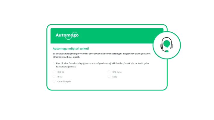 Automago şirketi için müşteri deneyimi puanı anket kutusu