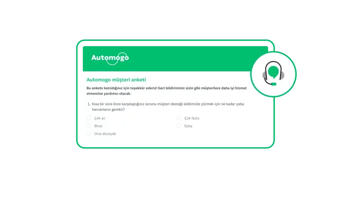 Müşteri desteği için CES anket sorusu