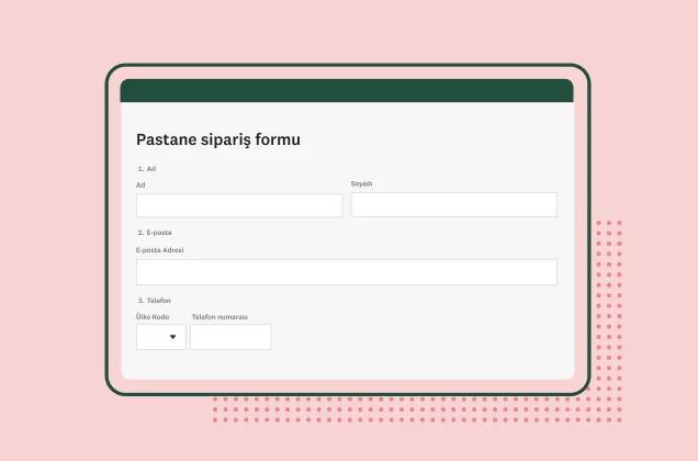 Pastane sipariş formu ekran görüntüsü