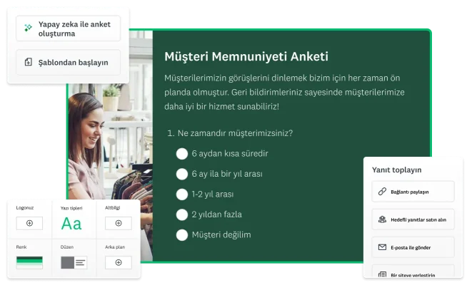 SurveyMonkey müşteri memnuniyeti anket şablonu ekran görüntüsü