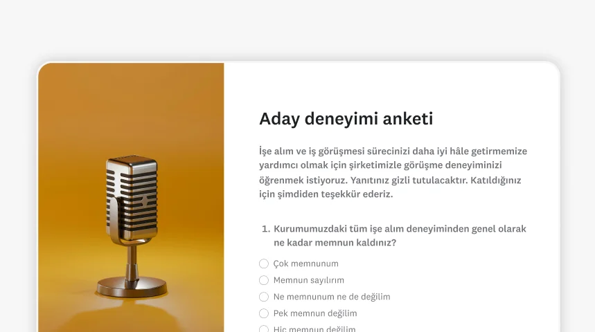 SurveyMonkey aday deneyimi anket şablonunun ekran görüntüsü