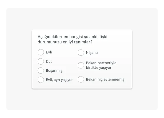 Güncel ilişki durumunu soran demografik soru