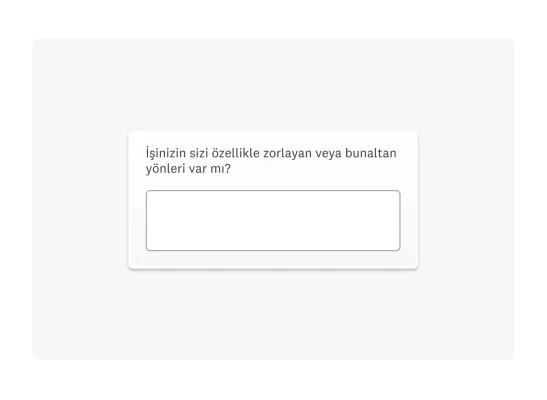 İşinizi zorlayıcı veya bunaltıcı bulup bulmadığınızı soran bir anket sorusu örneği