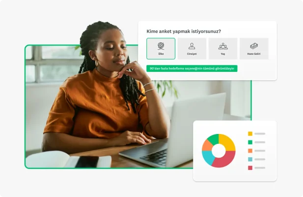 Anket oluşturan bir kadın