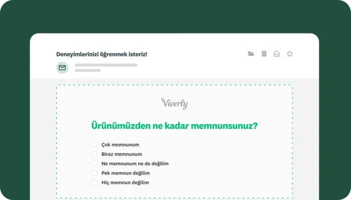 Üründen ne kadar memnun olduğunuza dair bir anket sorusu içeren anket oluşturma ekranı