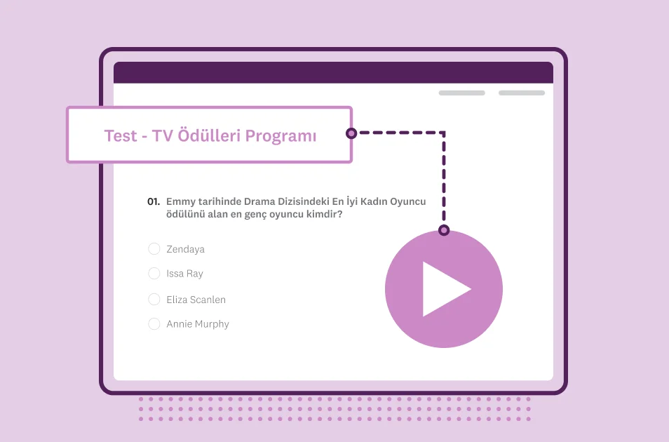 SurveyMonkey televizyon ödülleri testi şablonu ekran görüntüsü