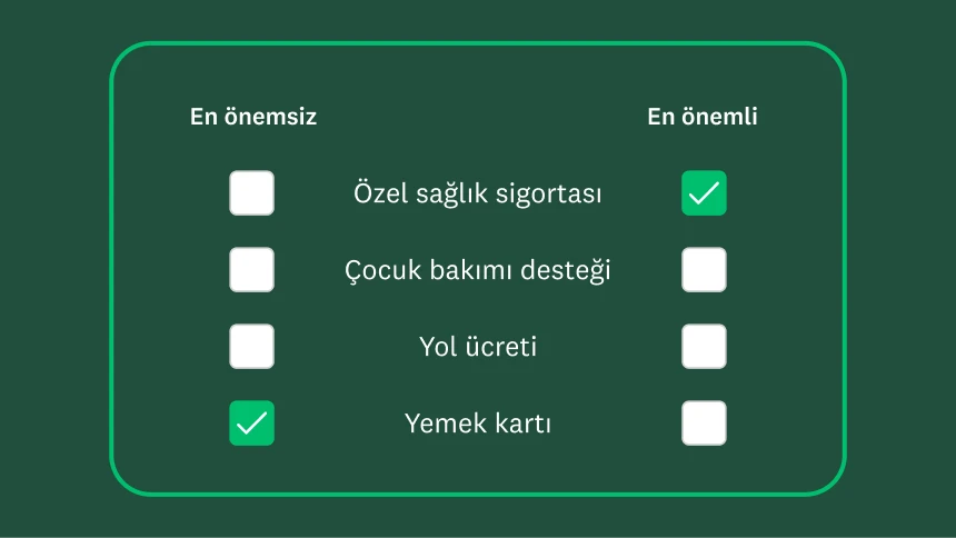 çalışan yan hakları için MaxDiff çözümü