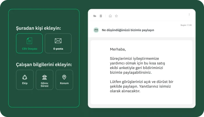 satış ekibi anketi oluşturmaya yönelik bir kullanıcı arayüzünü gösteren görüntü