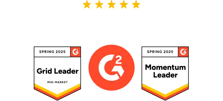 兩個 G2 2025 年春季的獎項徽章:「Grid Leader」和「Momentum Leader」