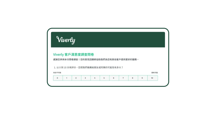 綠色的 NPS 調查問卷方塊