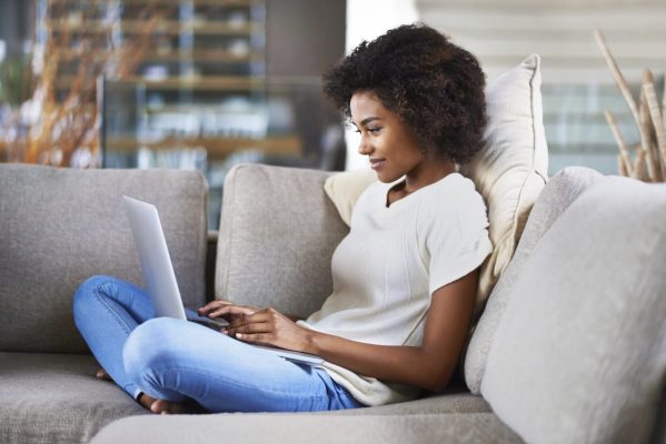 Employee answering mental health questionnaire from home