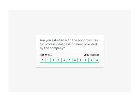 A Likert scale question asking employees about their satisfaction with professional development opportunities at work