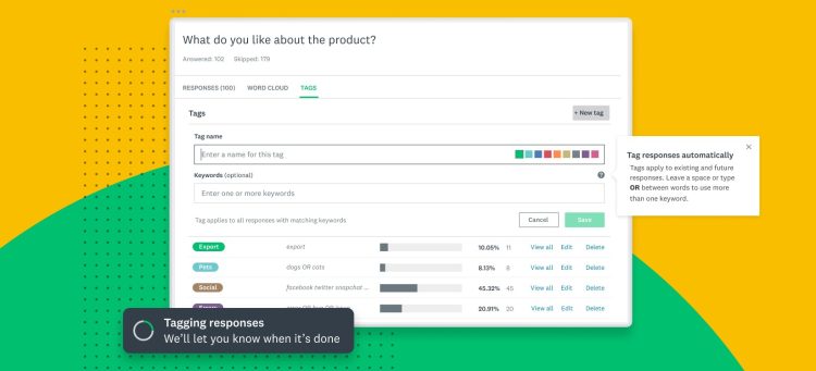 Automatically sort open-ended questions with rule-based tagging