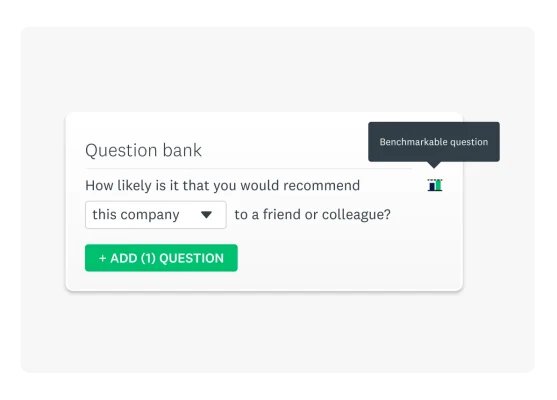 A product screenshot of a question bank survey question