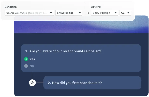 A screenshot demonstrating the ability to show questions on the same page based on conditions
