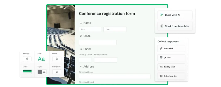 Screenshot of conference registration form built using SurveyMonkey