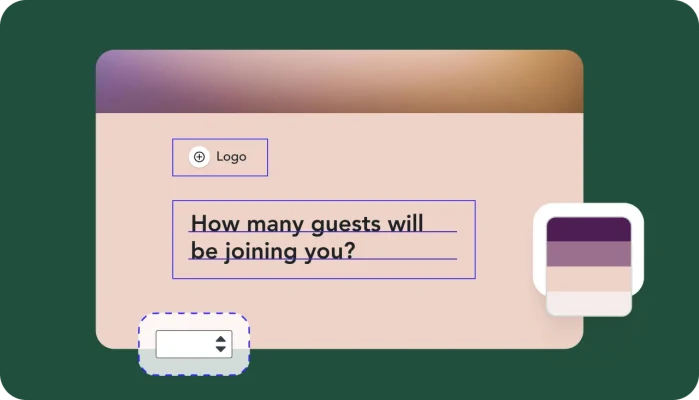 A survey creation screen showing the ability to customise a survey with different colours, fonts, logos and text