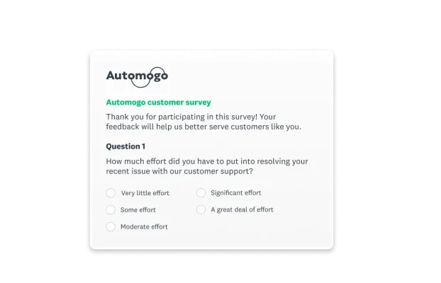 A survey question asking about how much effort was required to resolve an issue