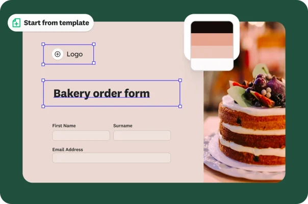 A bakery order form created using SurveyMonkey