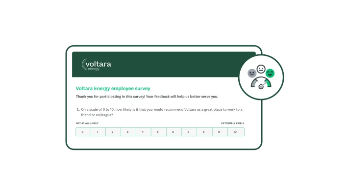 eNPS question in example survey box