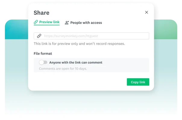 Preview link functionality that allows the direct addition of comments
