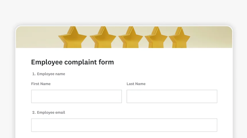 Screenshot of SurveyMonkey employee complaint form template