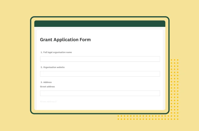 Screenshot of SurveyMonkey grant application form template