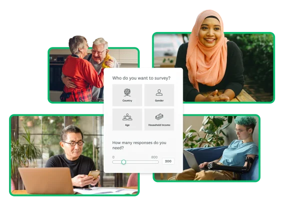 Screenshot of Audience Panel demographic selection surrounded by images of various people