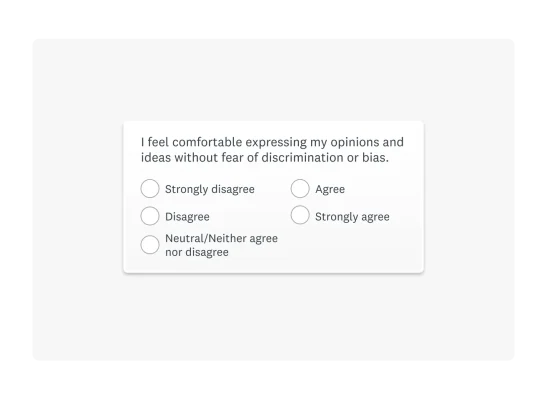 A multiple choice question example in a survey format