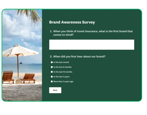 Screenshot of a brand awareness survey