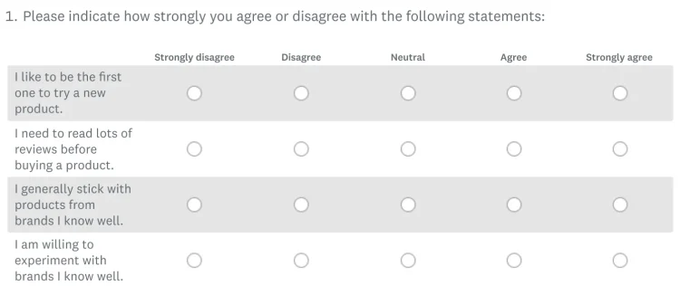 A matrix closed-ended question
