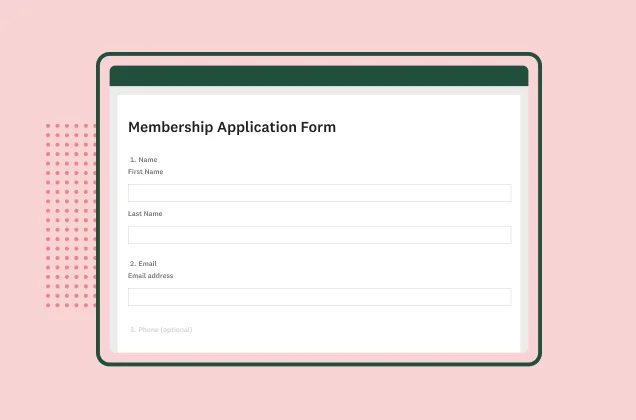 Screenshot of SurveyMonkey membership application form template