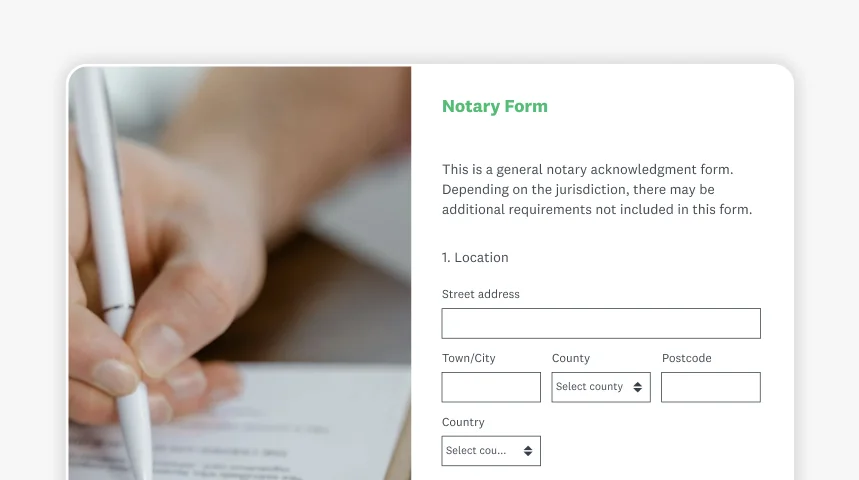 Screenshot of SurveyMonkey notary form