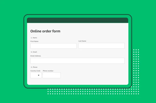 Screenshot of online order form