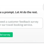 A screenshot of SurveyMonkey AI asking the user to write a prompt in order to have a survey created automatically
