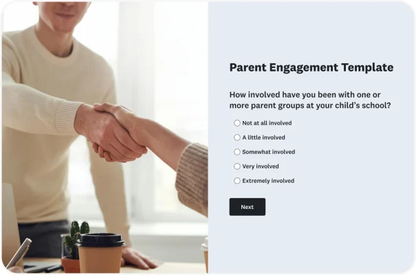 A parent engagement survey asking “How involved have you been with one or more parent groups at your child’s school?”