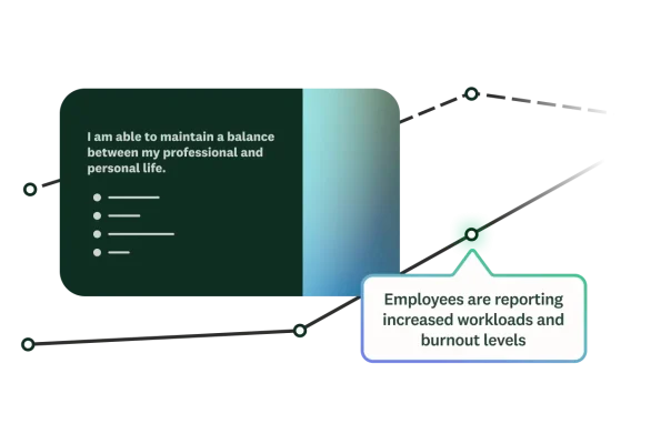 An AI chat interface displaying a user prompt to create a team morale pulse survey.