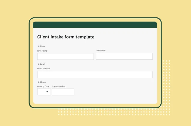 Screenshot of SurveyMonkey client intake form