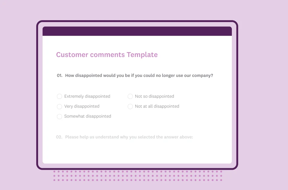 Screenshot of SurveyMonkey customer comments survey template
