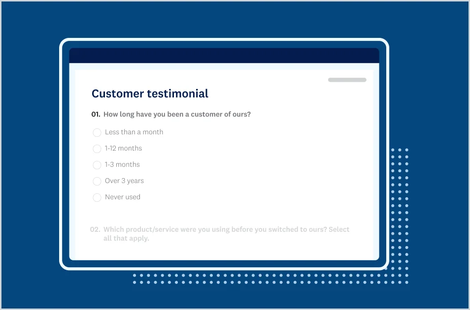 Screenshot of SurveyMonkey customer testimonial survey template