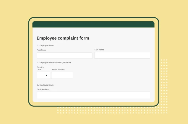 Screenshot of SurveyMonkey employee complaint form template