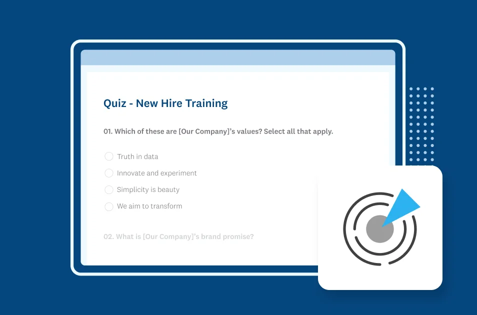 Screenshot of SurveyMonkey new hire training quiz template