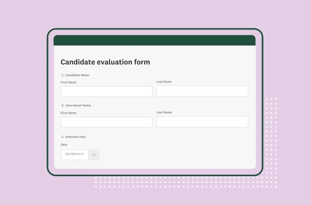 Screenshot of SurveyMonkey candidate evaluation form template