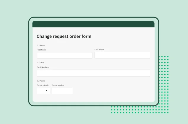 Screenshot of SurveyMonkey change request order form