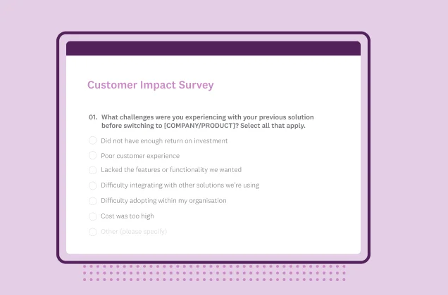 Screenshot of SurveyMonkey customer impact survey template