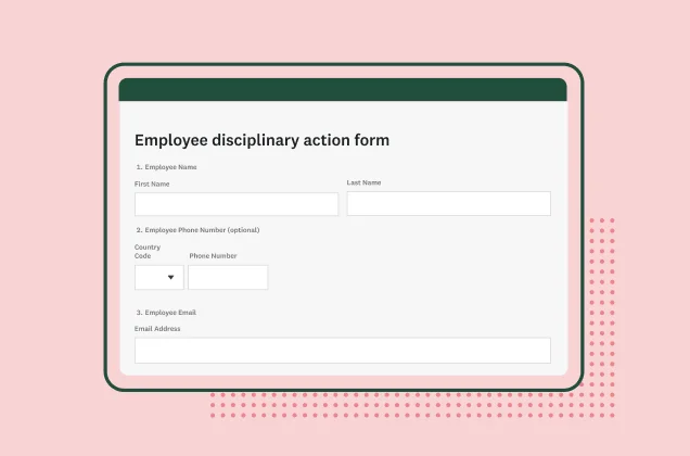 Screenshot of SurveyMonkey employee disciplinary action form template