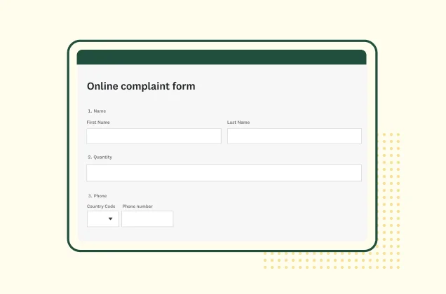 Screenshot of SurveyMonkey online complaint form