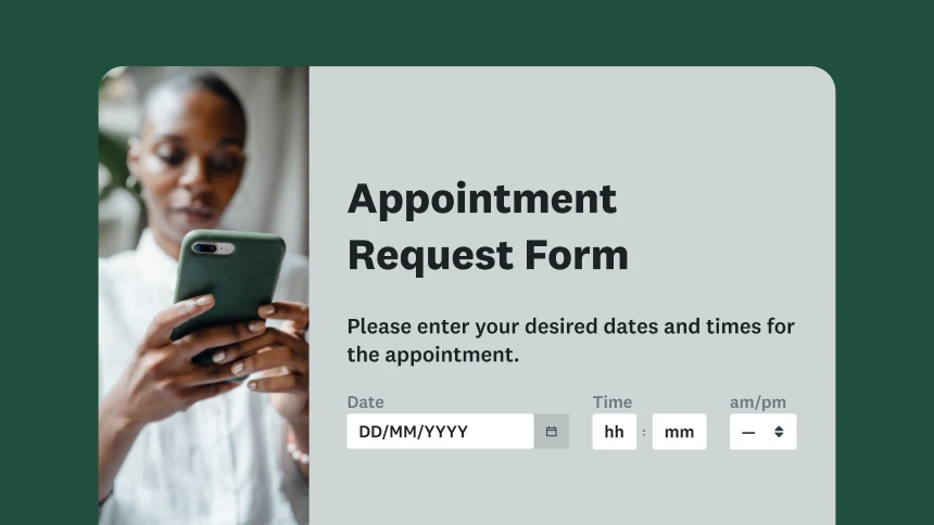 A screenshot of the appointment request form template