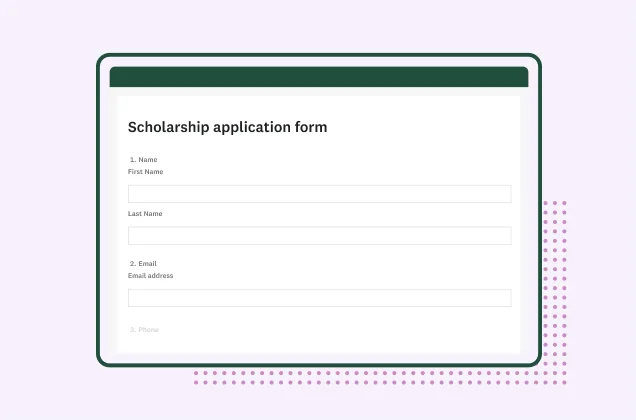 Screenshot of SurveyMonkey scholarship application form template